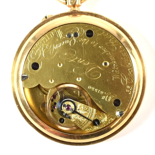 37a - A Victorian18ct gold keyless half hunter pocket watch. The watch having a white enamel dial with  Ro... 