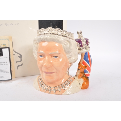 109 - Royal Doulton - A large china character jug in the form of Queen Elizabeth II D7256 released in 2006... 