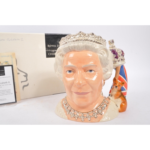 109 - Royal Doulton - A large china character jug in the form of Queen Elizabeth II D7256 released in 2006... 