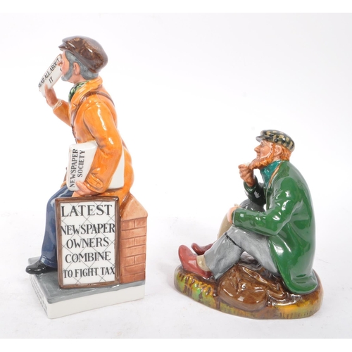 123 - Royal Doulton - Two china porcelain Royal Doulton figurines comprising of The Newsvendor HN 2891 pro... 