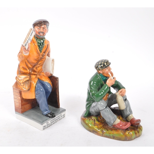 123 - Royal Doulton - Two china porcelain Royal Doulton figurines comprising of The Newsvendor HN 2891 pro... 