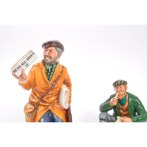 123 - Royal Doulton - Two china porcelain Royal Doulton figurines comprising of The Newsvendor HN 2891 pro... 