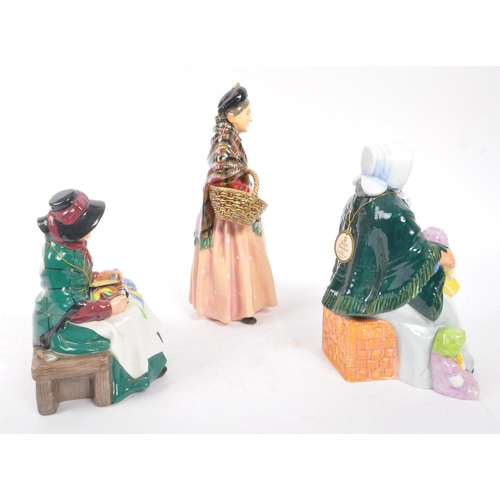 131 - Royal Doulton - A collection of three china porcelain Royal Doulton figurines comprising of The Rag ... 