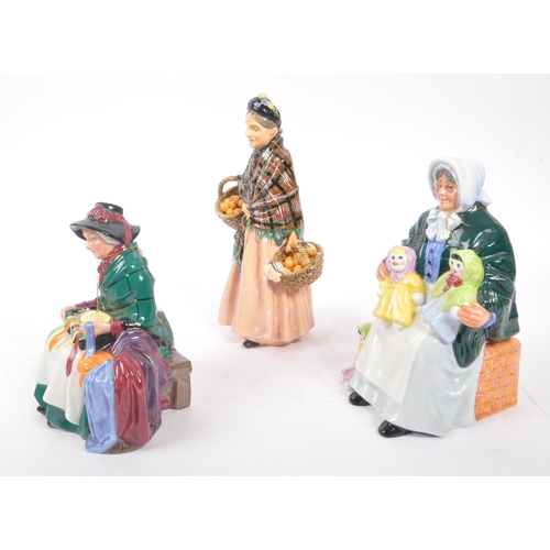 131 - Royal Doulton - A collection of three china porcelain Royal Doulton figurines comprising of The Rag ... 