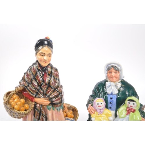 131 - Royal Doulton - A collection of three china porcelain Royal Doulton figurines comprising of The Rag ... 