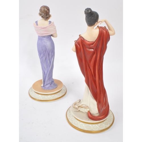 145 - Capodimonte - Two china porcelain Mode Liberty Capodimonte figurines comprising of a lady with dark ... 