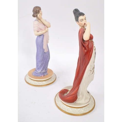 145 - Capodimonte - Two china porcelain Mode Liberty Capodimonte figurines comprising of a lady with dark ... 