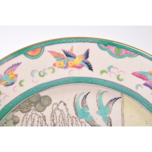 159 - Royal Doulton - An early 20th Century china porcelain Royal Doulton chinoiserie style plate having o... 