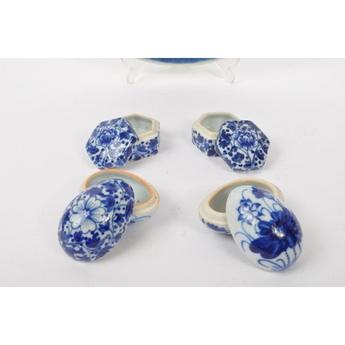 16 - A collection of Chinese porcelain items to include a small crackle glaze teapot, a blue and white pl... 