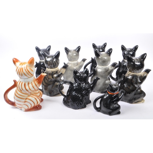 166 - Tony Wood Staffordshire - A collection of ten 20th Century vintage circa. 1980s ceramic  novelty cat... 