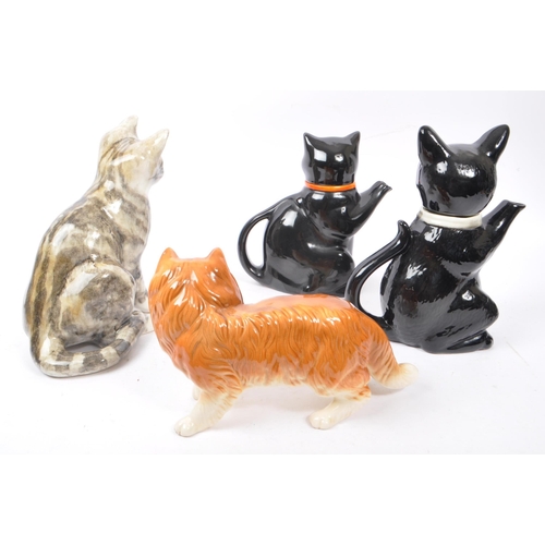 167 - Wood & Sons Burslem / Tony Wood - A collection of four 20th Century vintage china cat figures and te... 