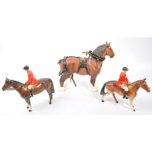 173 - Beswick - A collection of three 20th Century vintage china figurines in the form of horses comprisin... 