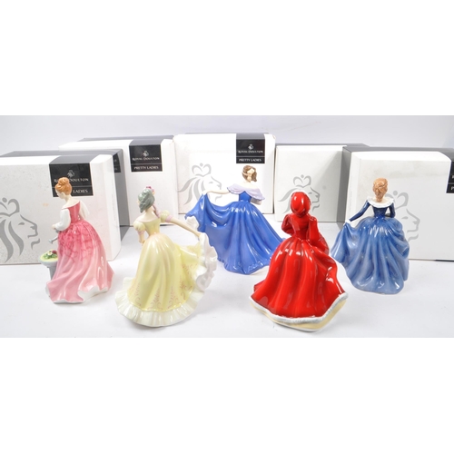 176 - Royal Doulton - A collection of five china porcelain Royal Doulton pretty ladies figurines comprisin... 