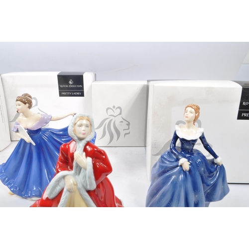 176 - Royal Doulton - A collection of five china porcelain Royal Doulton pretty ladies figurines comprisin... 