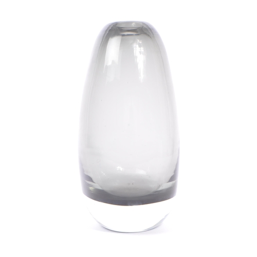 177 - A mid 20th century studio art glass Scandinavian manner vase. The vase having a smoked glass body wi... 