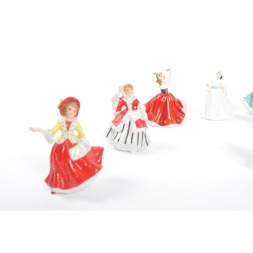 184 - Royal Doulton - A collection of seventeen china porcelain Royal Doulton pretty ladies miniature figu... 