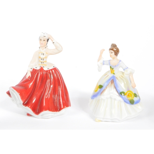 184 - Royal Doulton - A collection of seventeen china porcelain Royal Doulton pretty ladies miniature figu... 