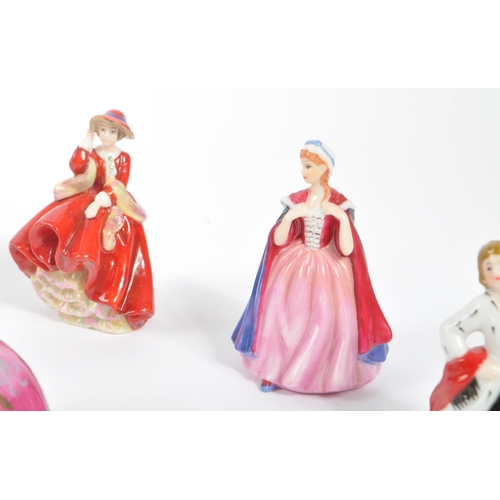 184 - Royal Doulton - A collection of seventeen china porcelain Royal Doulton pretty ladies miniature figu... 