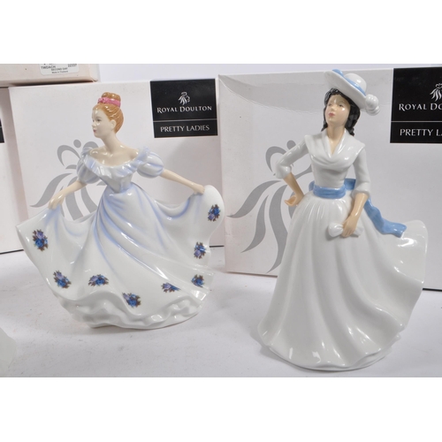 185 - Royal Doulton - A collection of five china porcelain Royal Doulton pretty ladies / petites figurines... 