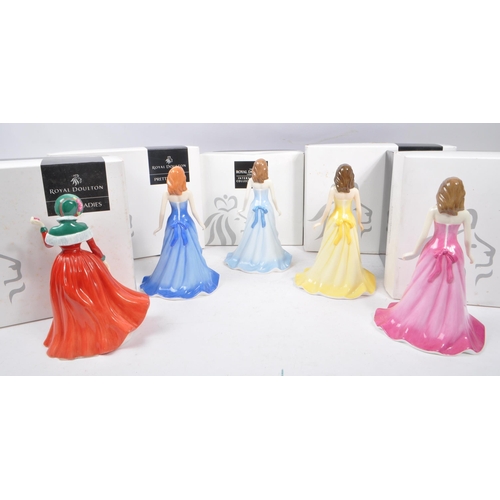 186 - Royal Doulton - A collection of five china porcelain Royal Doulton pretty ladies Gemstones figurines... 