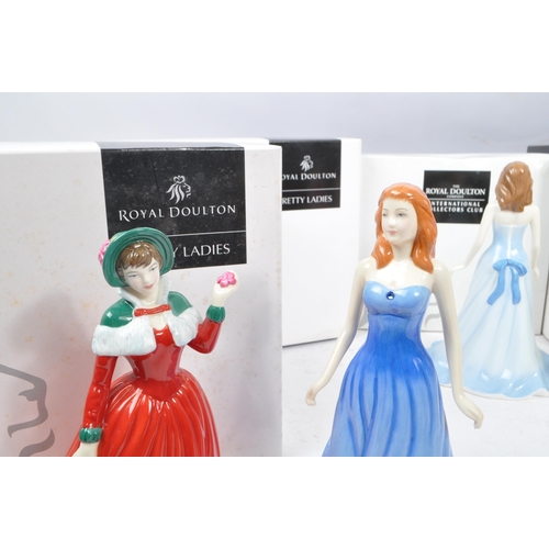 186 - Royal Doulton - A collection of five china porcelain Royal Doulton pretty ladies Gemstones figurines... 