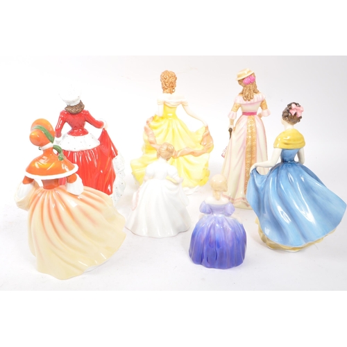 191 - Royal Doulton - A collection of seven china porcelain Royal Doulton pretty ladies figurines comprisi... 