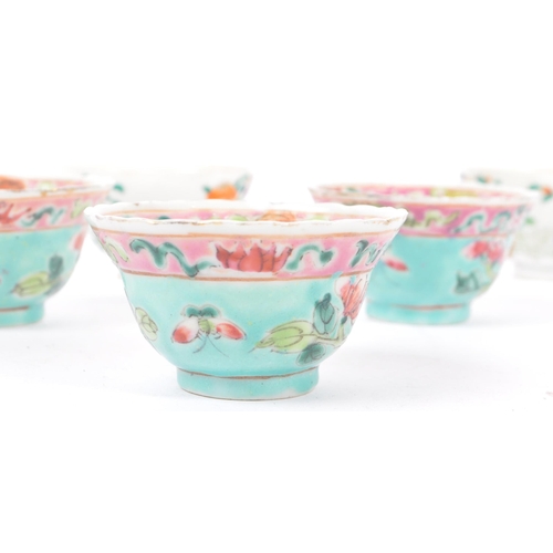 199 - A collection of 19th century Chinese and Japanese hand painted porcelain tea bowls. Three matching w... 