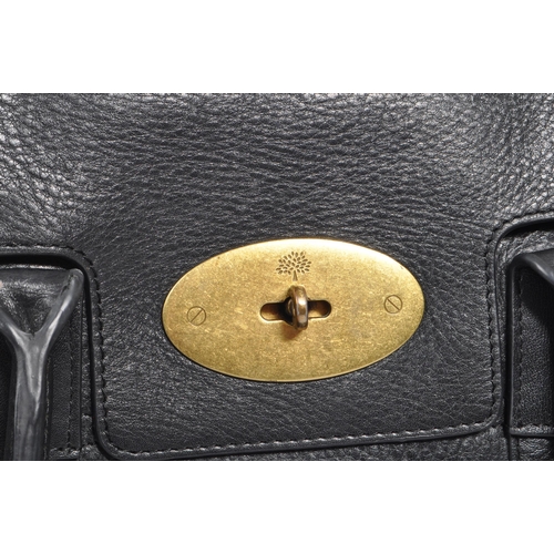 204 - Mulberry - A contemporary black leather Mulberry Bayswater handbag. The handbag of leather construct... 