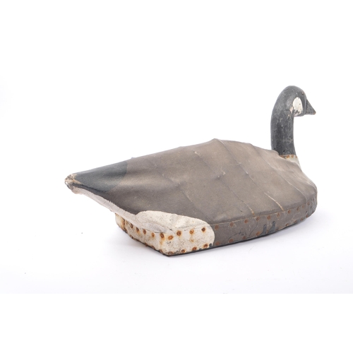 210 - An early 20th Century circa. 1920s carved wooden painted decoy duck with canvas coating to body. Mea... 