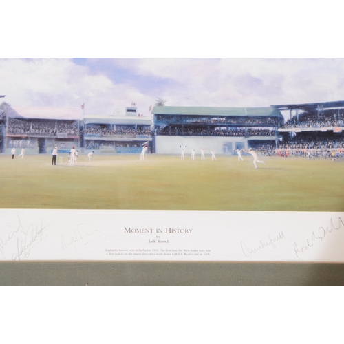 220 - After Jack Russell - Moment in History - A 20th century limited edition century cricket print depict... 