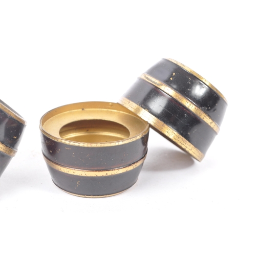 221 - A pair of early 19th century circa 1800 travel inkwell. In the form of barrels with ebonised ground ... 
