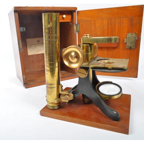 245 - Negretti & Zambra - A circa 1900 Negretti & Zambra brass scientific microscope. The microscope impre... 