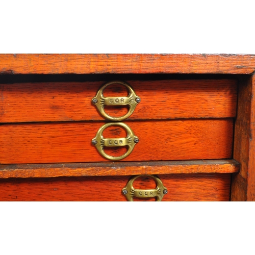 271 - A mid 20th century oak wood engineers tool chest box, alongside another oak wood box. The tool chest... 