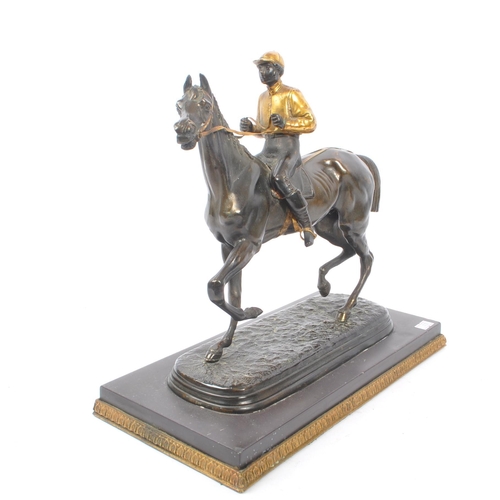 284 - After ETIENNE-DESIRE LOISEAU (1864-1889) - A reproduction bronze figure of horse and ride / jockey. ... 