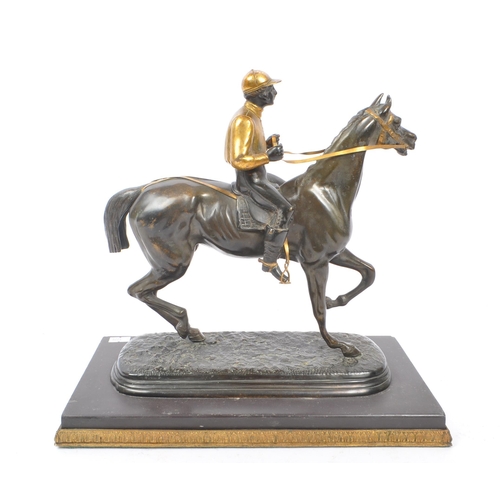 284 - After ETIENNE-DESIRE LOISEAU (1864-1889) - A reproduction bronze figure of horse and ride / jockey. ... 