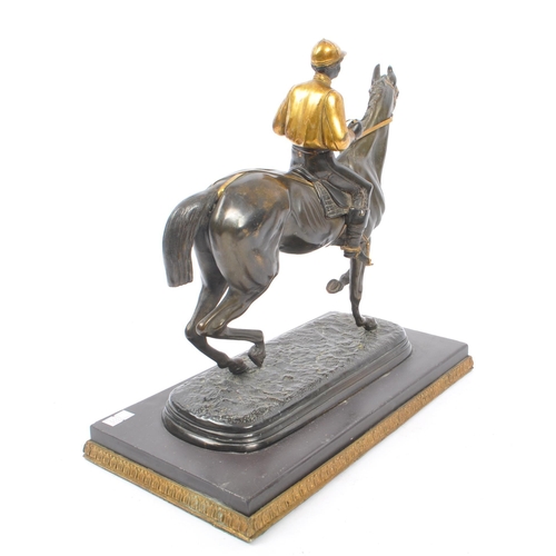 284 - After ETIENNE-DESIRE LOISEAU (1864-1889) - A reproduction bronze figure of horse and ride / jockey. ... 