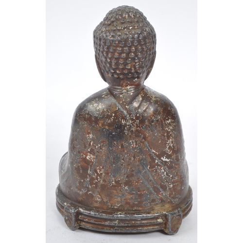 285 - A 19th Century filled Buddha figure in seated lotus pose position with legs crossed and arms to the ... 