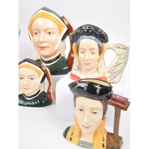 29 - Royal Doulton - A collection of 20th Century ceramic character jugs depicting Henry VIII and wives, ... 