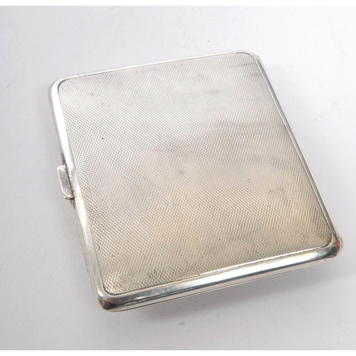 343 - A 20th Century circa 1940s silver cigarette case of square form having central oval cameo panel to d... 