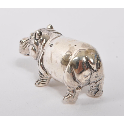 352 - A small 20th Century vintage well cast silver figure in the form of a hippopotamus. Measuring approx... 