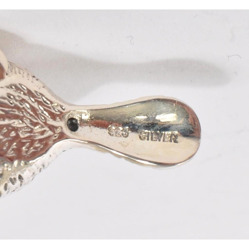 356 - A 20th Century vintage 925. sterling silver pin cushion in the form of a beaver with branch in mouth... 