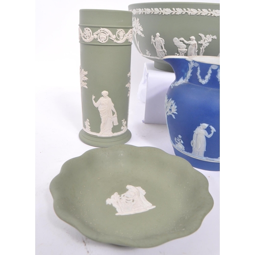 399 - Wedgwood Jasperware - A collection of vintage 20th century porcelain china. To include handled jug, ... 