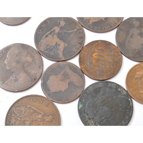 448 - A large collection of British Victorian 19th century uncirculated copper coins with some later 20th ... 