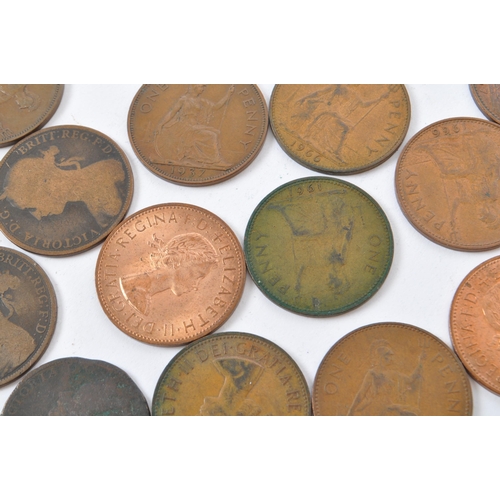 448 - A large collection of British Victorian 19th century uncirculated copper coins with some later 20th ... 