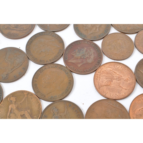 448 - A large collection of British Victorian 19th century uncirculated copper coins with some later 20th ... 