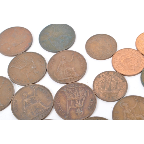 448 - A large collection of British Victorian 19th century uncirculated copper coins with some later 20th ... 