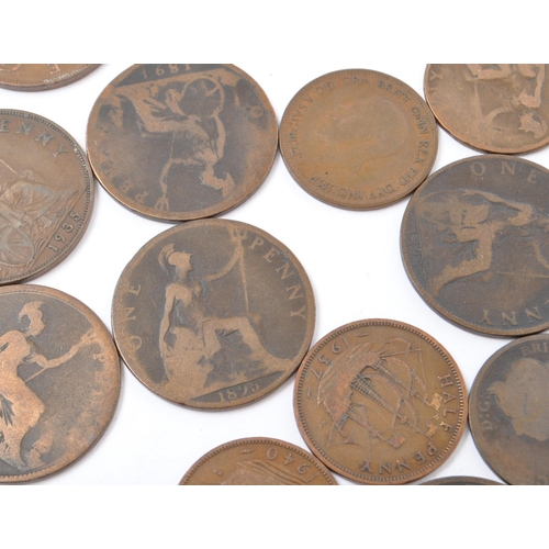 448 - A large collection of British Victorian 19th century uncirculated copper coins with some later 20th ... 