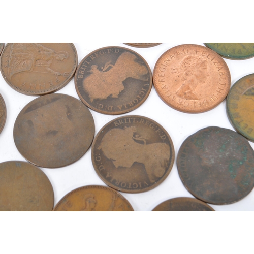 448 - A large collection of British Victorian 19th century uncirculated copper coins with some later 20th ... 