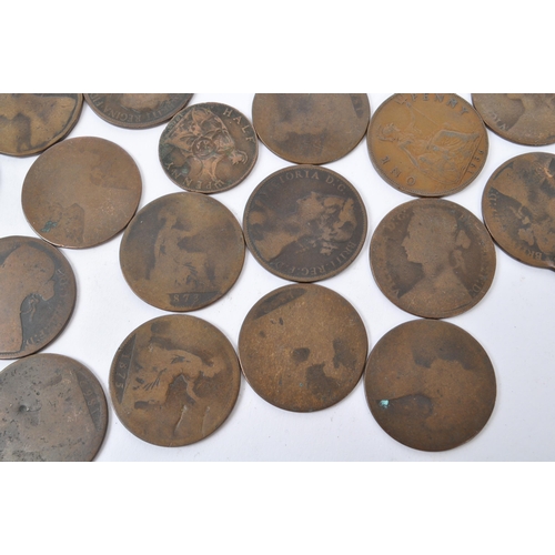 448 - A large collection of British Victorian 19th century uncirculated copper coins with some later 20th ... 