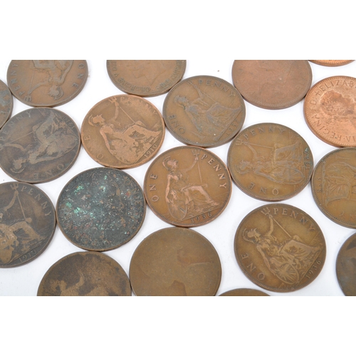 448 - A large collection of British Victorian 19th century uncirculated copper coins with some later 20th ... 